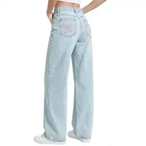 EXARUS Bow Leopard Wide Jeans