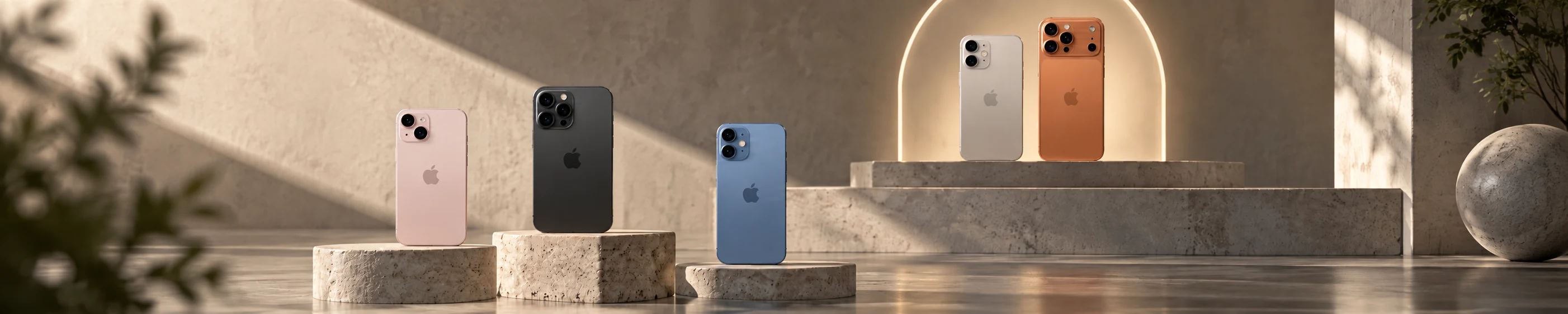 Модели iPhone предыдущих поколений на подставках
