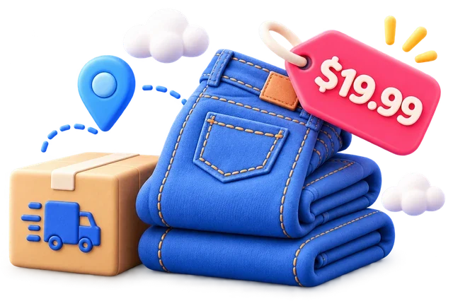 Доставка джинсов $19.99