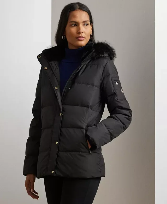 Lauren Ralph Lauren Пуховик с капюшоном и искусственным мехом