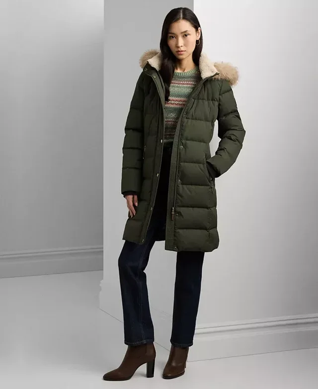 Lauren Ralph Lauren Пуховик с капюшоном и искусственным мехом