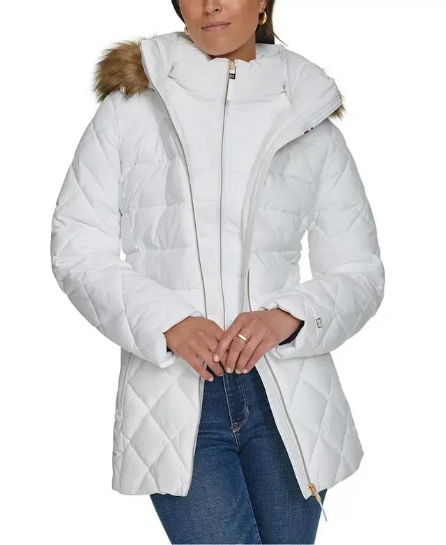 Tommy Hilfiger Пуховик с капюшоном, манишкой и мехом